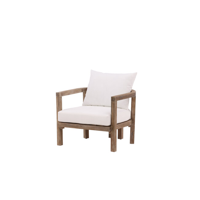 Gartensessel Erica Braun – Loungesessel 70×70×55 cm Akazienholz & Polster