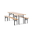 Gartenmöbel-Set Guniess aus Tannenholz und Stahl, Tisch 200×60×75 cm + 2 Bänke – wetterfeste Gartenessgruppe Natur/Schwarz