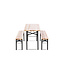 Gartenmöbel-Set Guniess aus Tannenholz und Stahl, Tisch 200×60×75 cm + 2 Bänke – wetterfeste Gartenessgruppe Natur/Schwarz