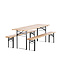 Gartenmöbel-Set Guniess aus Tannenholz und Stahl, Tisch 200×60×75 cm + 2 Bänke – wetterfeste Gartenessgruppe Natur/Schwarz