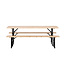Gartenmöbel-Set Guniess aus Tannenholz und Stahl, Tisch 200×60×75 cm + 2 Bänke – wetterfeste Gartenessgruppe Natur/Schwarz