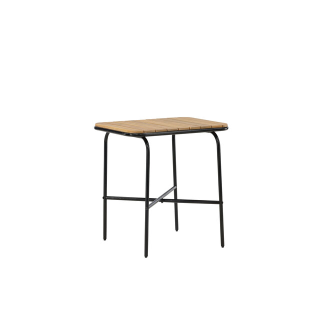 Gartentisch Holmbeck aus Akazienholz und Stahl, 70 cm × 55 cm × 74 cm, Natur – kompakter Outdoor-Bistrotisch