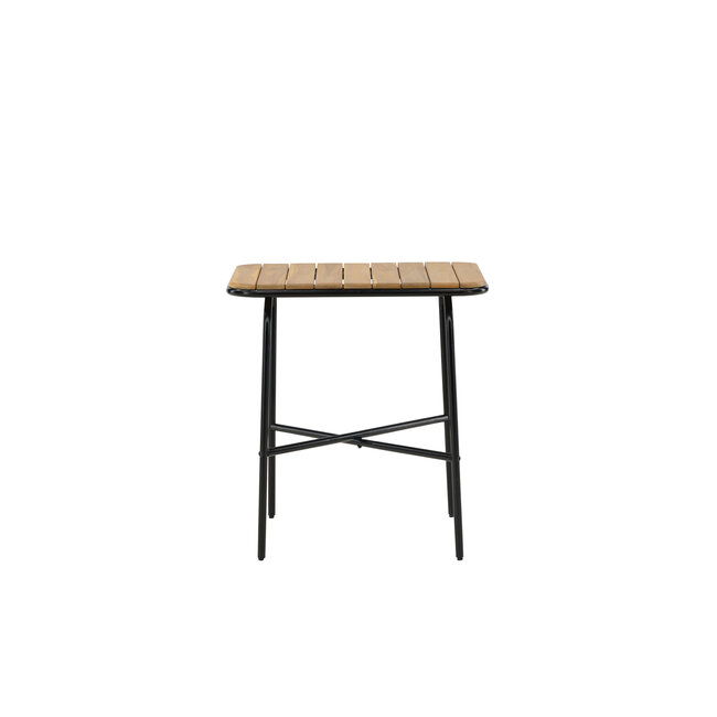 Gartentisch Holmbeck aus Akazienholz und Stahl, 70 cm × 55 cm × 74 cm, Natur – kompakter Outdoor-Bistrotisch