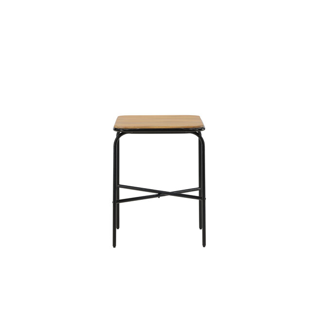 Gartentisch Holmbeck aus Akazienholz und Stahl, 70 cm × 55 cm × 74 cm, Natur – kompakter Outdoor-Bistrotisch