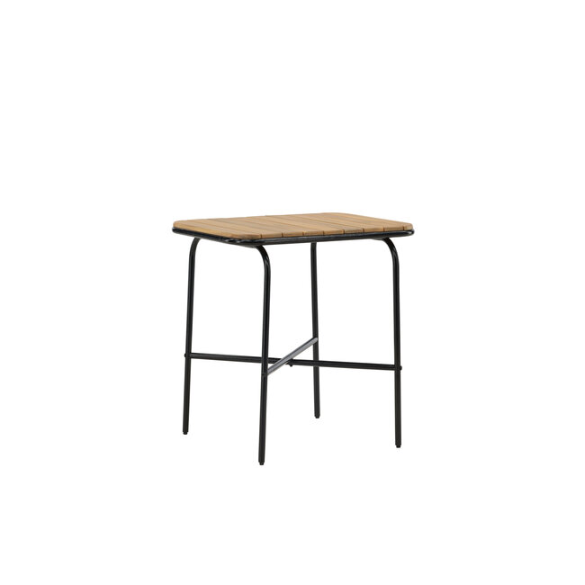 Gartentisch Holmbeck aus Akazienholz und Stahl, 70 cm × 55 cm × 74 cm, Natur – kompakter Outdoor-Bistrotisch