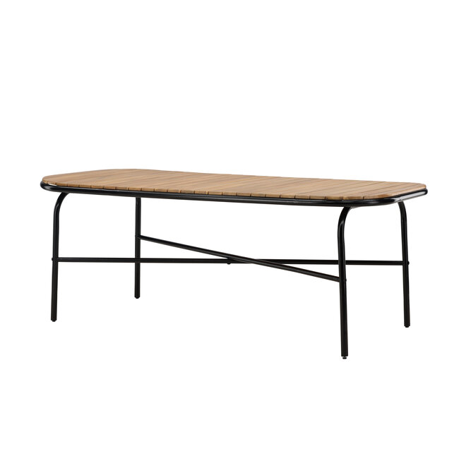 Gartentisch Holmbeck aus Akazienholz und Stahl, 200 cm × 90 cm × 75 cm, Natur – wetterfester Outdoor-Esstisch