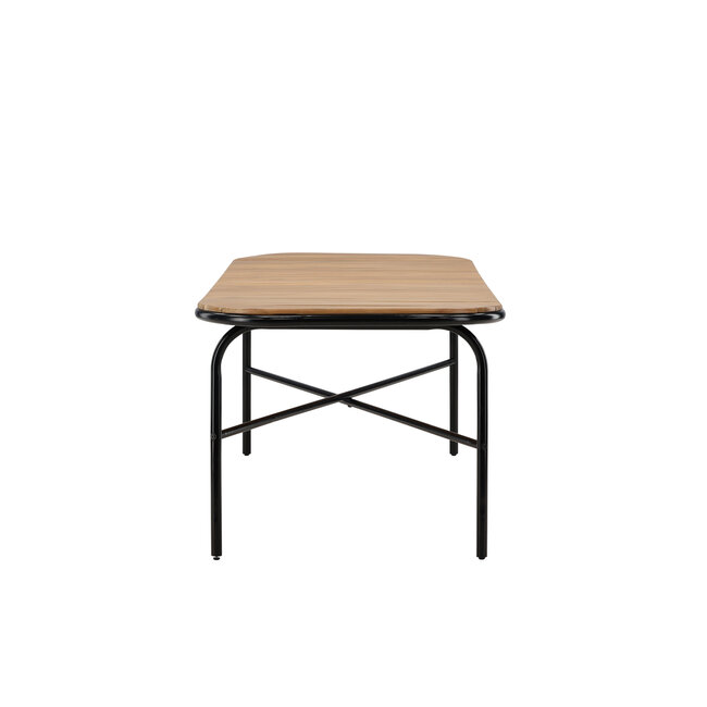 Gartentisch Holmbeck aus Akazienholz und Stahl, 200 cm × 90 cm × 75 cm, Natur – wetterfester Outdoor-Esstisch