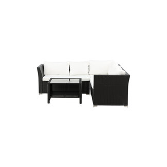 Venture Home Lounge-Set Haiti Schwarz – Polyrattan-Sofa & Glastisch, Sofahöhe 64 cm