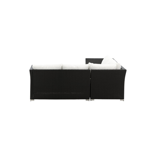 Lounge-Set Haiti Schwarz – Outdoor-Lounge aus Polyrattan, Schaumstoff, Polyester und Glas, Sofatiefe 59 cm, Höhe 64 cm, mit Glastisch