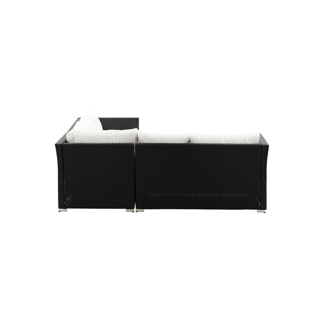 Lounge-Set Haiti Schwarz – Outdoor-Lounge aus Polyrattan, Schaumstoff, Polyester und Glas, Sofatiefe 59 cm, Höhe 64 cm, mit Glastisch