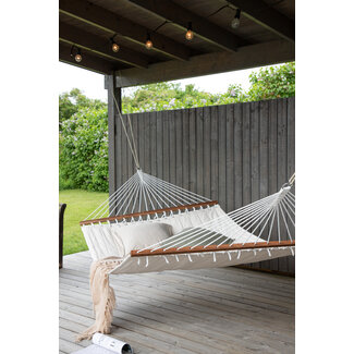 Venture Home Gartenliege Hedvig Offwhite – Sonnenliege Polyester & Akazienholz, 140 × 200 cm