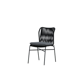 Venture Home Gartenstuhl Julian Schwarz – Seilgeflecht-Stuhl mit Kissen, B 53 × T 67 × H 88 cm