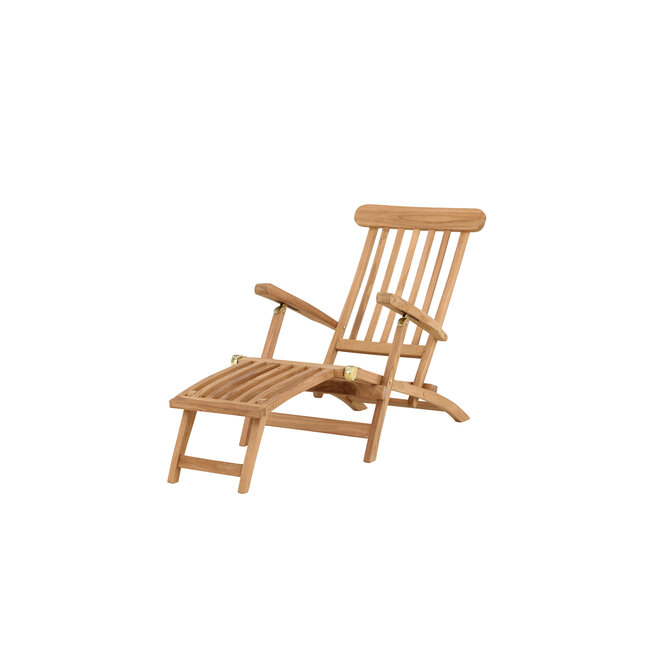 Gartenliege Kenya – Ergonomische Teakholz-Sonnenliege, Breite 60 cm, Länge 150 cm, Sitzhöhe 36 cm, Sitztiefe 65 cm, wetterfest