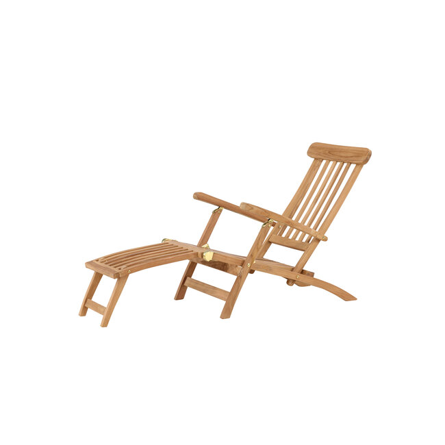 Gartenliege Kenya – Ergonomische Teakholz-Sonnenliege, Breite 60 cm, Länge 150 cm, Sitzhöhe 36 cm, Sitztiefe 65 cm, wetterfest