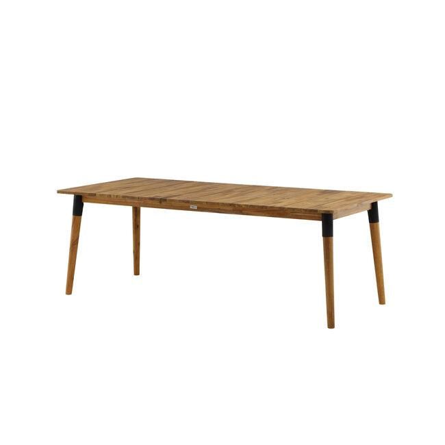 Gartentisch Julian – Großer Outdoor-Esstisch aus Akazienholz und Stahl, Breite 100 cm, Länge 210 cm, Höhe 75 cm, für 6–8 Personen