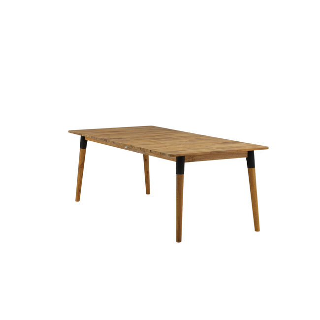 Gartentisch Julian – Großer Outdoor-Esstisch aus Akazienholz und Stahl, Breite 100 cm, Länge 210 cm, Höhe 75 cm, für 6–8 Personen