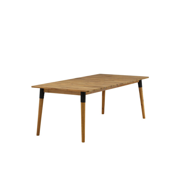 Gartentisch Julian – Großer Outdoor-Esstisch aus Akazienholz und Stahl, Breite 100 cm, Länge 210 cm, Höhe 75 cm, für 6–8 Personen