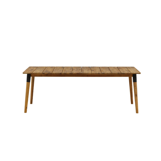 Gartentisch Julian – Großer Outdoor-Esstisch aus Akazienholz und Stahl, Breite 100 cm, Länge 210 cm, Höhe 75 cm, für 6–8 Personen
