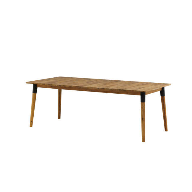 Gartentisch Julian – Großer Outdoor-Esstisch aus Akazienholz und Stahl, Breite 100 cm, Länge 210 cm, Höhe 75 cm, für 6–8 Personen