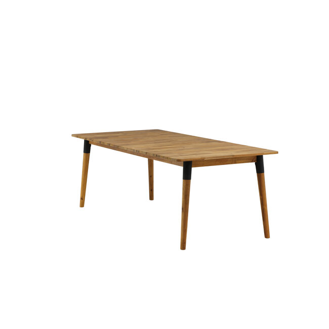 Gartentisch Julian – Großer Outdoor-Esstisch aus Akazienholz und Stahl, Breite 100 cm, Länge 210 cm, Höhe 75 cm, für 6–8 Personen