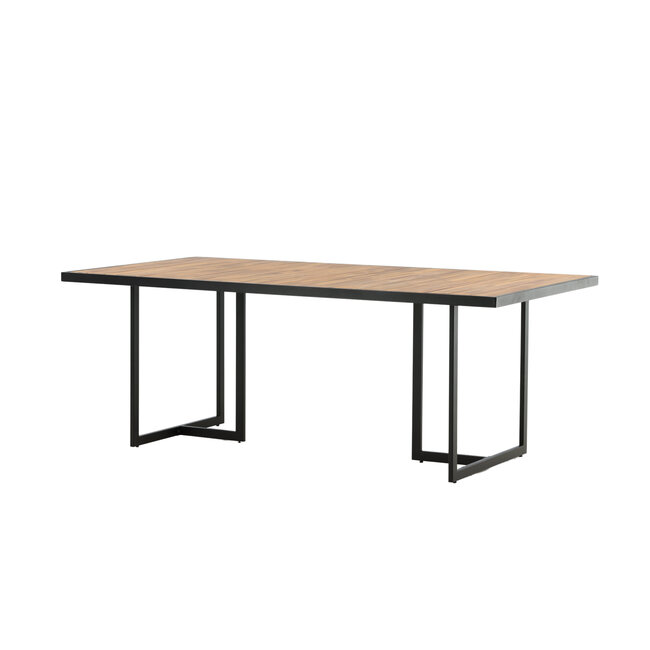 Gartentisch Khung – Großer Outdoor-Esstisch aus Akazienholz und Stahl, Breite 100 cm, Länge 200 cm, Höhe 75 cm, für 6–8 Personen