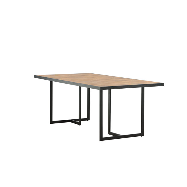 Gartentisch Khung – Großer Outdoor-Esstisch aus Akazienholz und Stahl, Breite 100 cm, Länge 200 cm, Höhe 75 cm, für 6–8 Personen