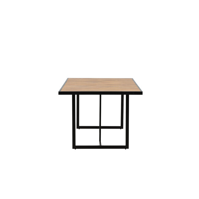 Gartentisch Khung – Großer Outdoor-Esstisch aus Akazienholz und Stahl, Breite 100 cm, Länge 200 cm, Höhe 75 cm, für 6–8 Personen