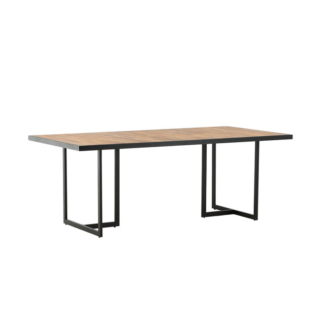 Gartentisch Khung – Großer Outdoor-Esstisch aus Akazienholz und Stahl, Breite 100 cm, Länge 200 cm, Höhe 75 cm, für 6–8 Personen