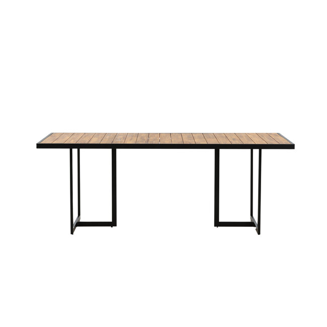 Gartentisch Khung – Großer Outdoor-Esstisch aus Akazienholz und Stahl, Breite 100 cm, Länge 200 cm, Höhe 75 cm, für 6–8 Personen