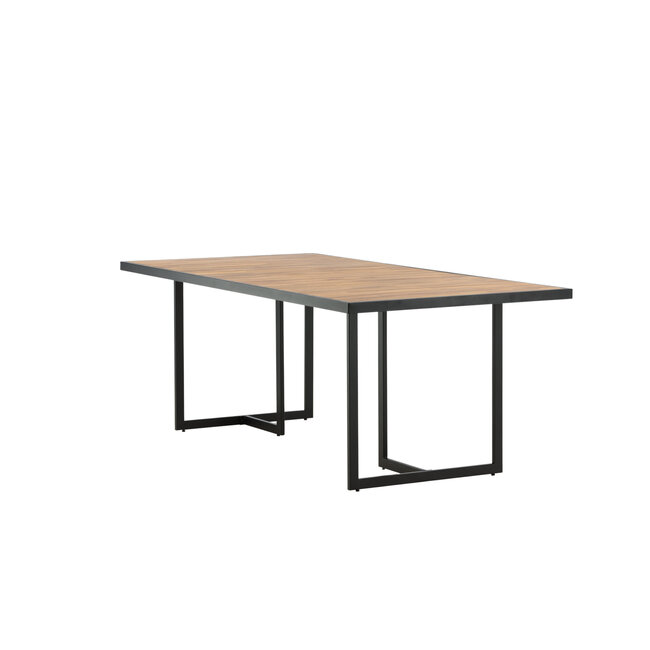 Gartentisch Khung – Großer Outdoor-Esstisch aus Akazienholz und Stahl, Breite 100 cm, Länge 200 cm, Höhe 75 cm, für 6–8 Personen