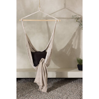 Venture Home Gartenliege Kalino Offwhite – Hängeliege aus Cotton & Holz, B 110 × H 135 cm