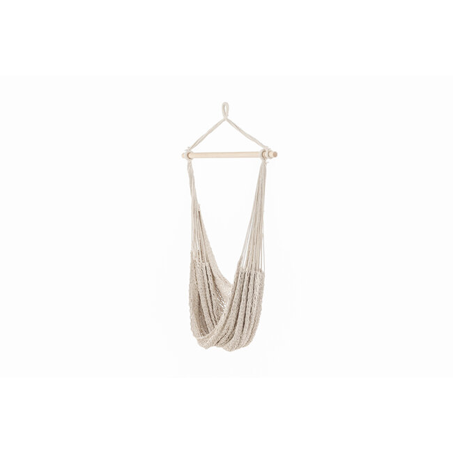 Gartenliege Kalino Offwhite – Entspannungsliege aus Cotton, Polyester und Holz, Breite 110 cm, Höhe 135 cm, für Garten und Terrasse