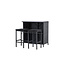 Barset Knock Schwarz – 3-teiliges Outdoor-Barset aus Polyrattan mit Glasplatte und 2 Barstühlen mit Sitzkissen, UV-beständig
