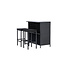 Barset Knock Schwarz – 3-teiliges Outdoor-Barset aus Polyrattan mit Glasplatte und 2 Barstühlen mit Sitzkissen, UV-beständig