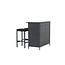Barset Knock Schwarz – 3-teiliges Outdoor-Barset aus Polyrattan mit Glasplatte und 2 Barstühlen mit Sitzkissen, UV-beständig