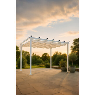 Venture Home Sonnenschirm Lazio Weiß – XXL-Schirm rechteckig 395 × 345 cm, H 250 cm