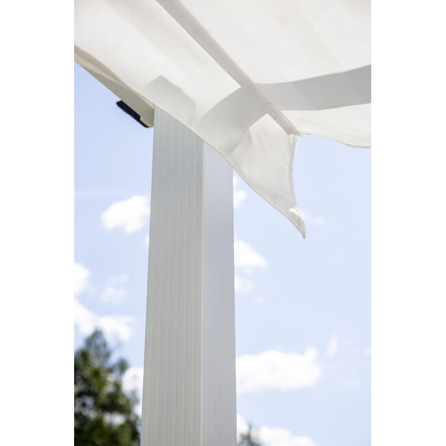 Sonnenschirm Lazio Weiß – XXL-Rechteckschirm aus Aluminium und Polyester, 395 × 345 cm, Höhe 250 cm, UV-Schutz