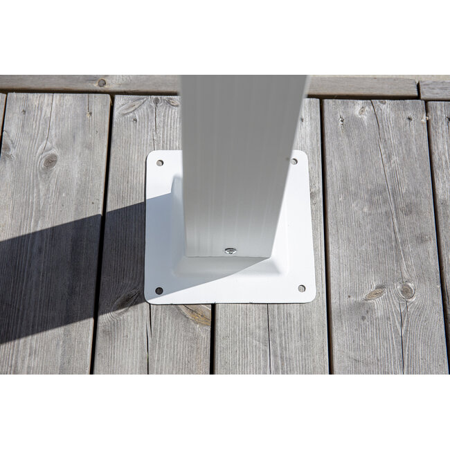 Sonnenschirm Lazio Weiß – XXL-Rechteckschirm aus Aluminium und Polyester, 395 × 345 cm, Höhe 250 cm, UV-Schutz