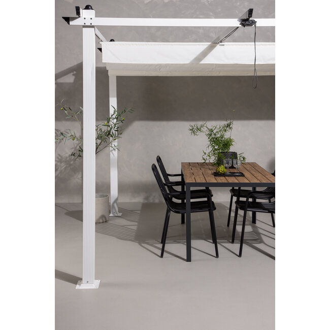 Sonnenschirm Lazio Weiß – Quadratischer Sonnenschirm aus Aluminium und Polyester, 295 × 295 cm, Höhe 250 cm, UV-Schutz