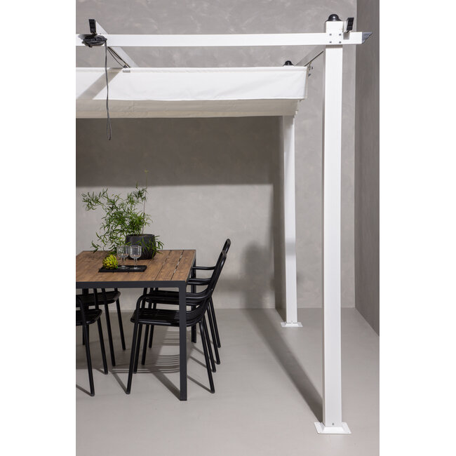 Sonnenschirm Lazio Weiß – Quadratischer Sonnenschirm aus Aluminium und Polyester, 295 × 295 cm, Höhe 250 cm, UV-Schutz