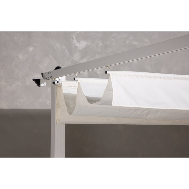 Sonnenschirm Lazio Weiß – Quadratischer Sonnenschirm aus Aluminium und Polyester, 295 × 295 cm, Höhe 250 cm, UV-Schutz