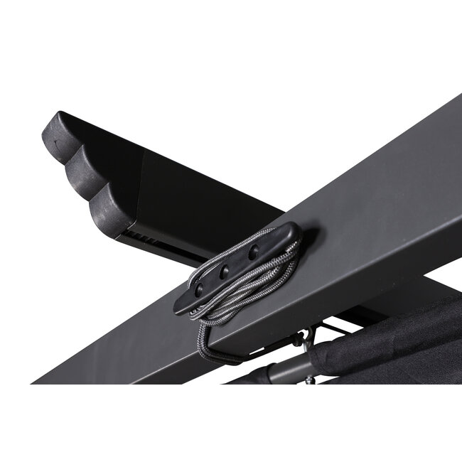 Sonnenschirm Lazio Schwarz – Rechteckiger XXL-Sonnenschirm aus Aluminium und Polyester, 395 × 295 cm, Höhe 245 cm, UV-Schutz