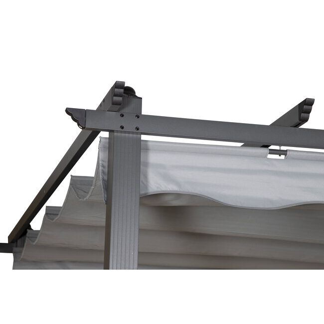 Sonnenschirm Lazio Grau – Rechteckiger XXL-Sonnenschirm aus Aluminium und Polyester, 395 × 295 cm, Höhe 245 cm, UV-Schutz