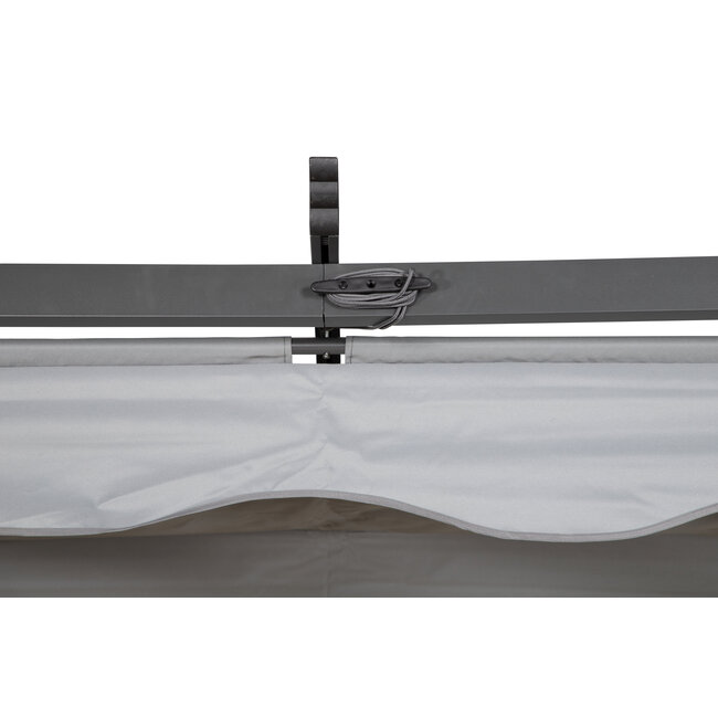 Sonnenschirm Lazio Grau – Rechteckiger XXL-Sonnenschirm aus Aluminium und Polyester, 395 × 295 cm, Höhe 245 cm, UV-Schutz