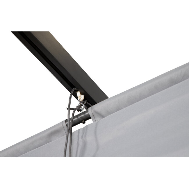 Sonnenschirm Lazio Grau – Rechteckiger XXL-Sonnenschirm aus Aluminium und Polyester, 395 × 295 cm, Höhe 245 cm, UV-Schutz