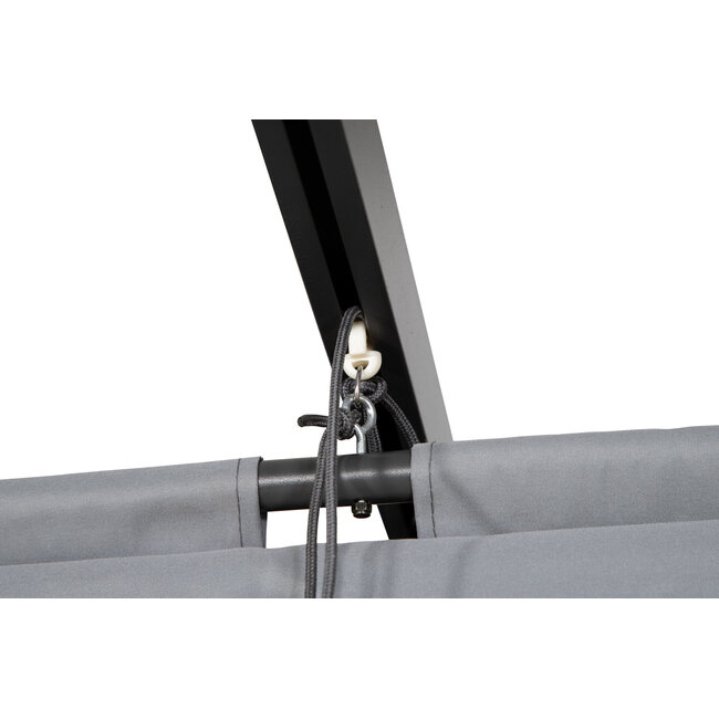 Sonnenschirm Lazio Grau – Rechteckiger XXL-Sonnenschirm aus Aluminium und Polyester, 395 × 295 cm, Höhe 245 cm, UV-Schutz