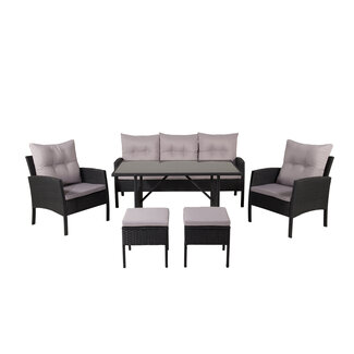 Venture Home Lounge-Set Knock Schwarz – Polyrattan-Garnitur, B 158 × T 69 × H 75 cm