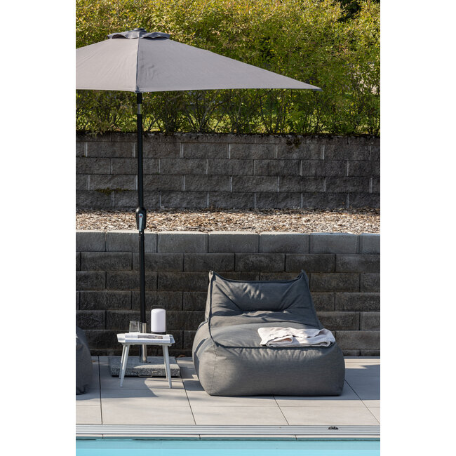 Sonnenschirm Leeds Grau – Runder Marktschirm aus Polyester, Ø 300 cm, Höhe 243 cm, wetterfest und UV-beständig