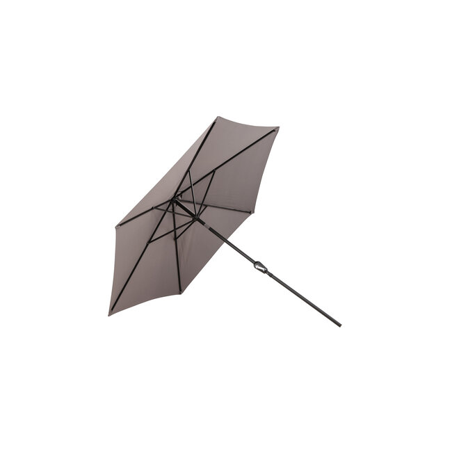 Sonnenschirm Leeds Grau – Runder Marktschirm aus Polyester, Ø 300 cm, Höhe 243 cm, wetterfest und UV-beständig