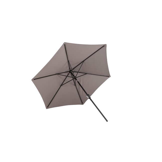 Sonnenschirm Leeds Grau – Runder Marktschirm aus Polyester, Ø 300 cm, Höhe 243 cm, wetterfest und UV-beständig